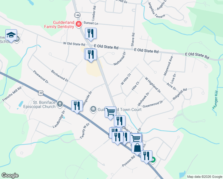 map of restaurants, bars, coffee shops, grocery stores, and more near 3843 Carman Road in Schenectady