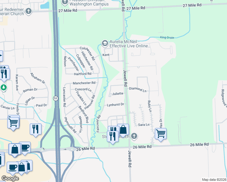 map of restaurants, bars, coffee shops, grocery stores, and more near 57399 Robert in Washington
