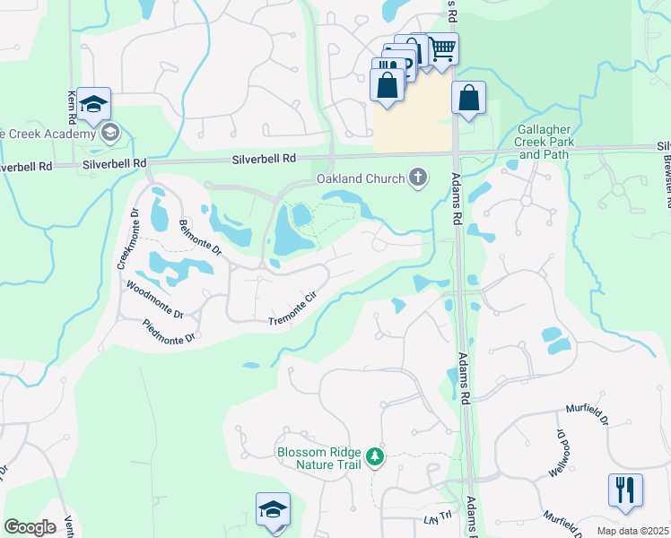 map of restaurants, bars, coffee shops, grocery stores, and more near 3402 Tremonte Circle in Oakland charter Township