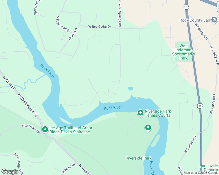 map of restaurants, bars, coffee shops, grocery stores, and more near 2116 West Crystal Springs Road in Janesville