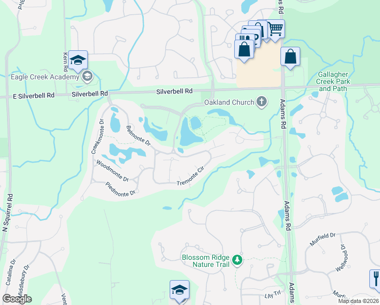 map of restaurants, bars, coffee shops, grocery stores, and more near 3513 Tremonte Circle in Oakland charter Township