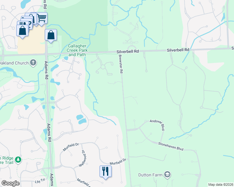 map of restaurants, bars, coffee shops, grocery stores, and more near 5350 Brewster Road in Rochester