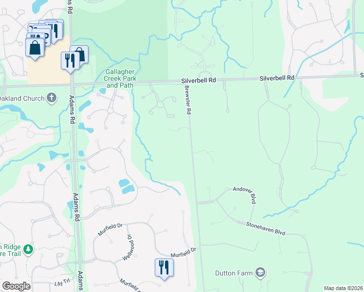 map of restaurants, bars, coffee shops, grocery stores, and more near 5350 Brewster Road in Rochester