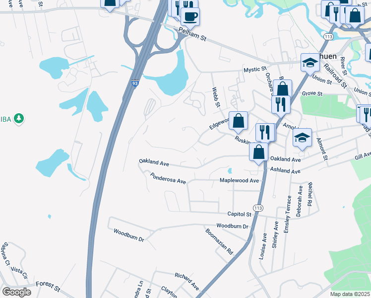 map of restaurants, bars, coffee shops, grocery stores, and more near 144 Edgewood Avenue in Methuen