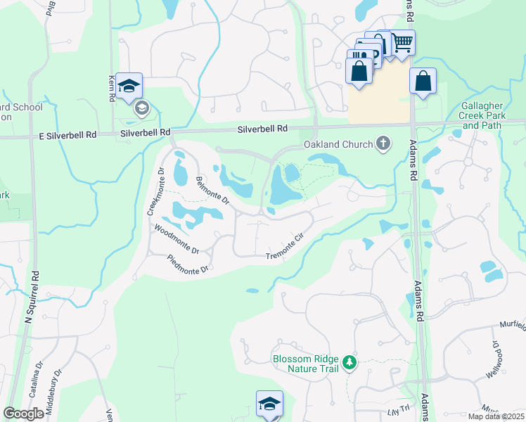 map of restaurants, bars, coffee shops, grocery stores, and more near 3607 Oakmonte Boulevard in Rochester