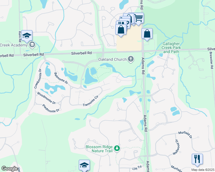 map of restaurants, bars, coffee shops, grocery stores, and more near 3402 Tremonte Circle in Oakland charter Township