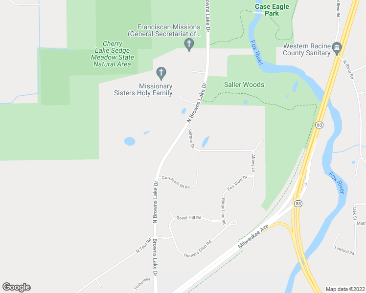 map of restaurants, bars, coffee shops, grocery stores, and more near 801 North Browns Lake Drive in Burlington