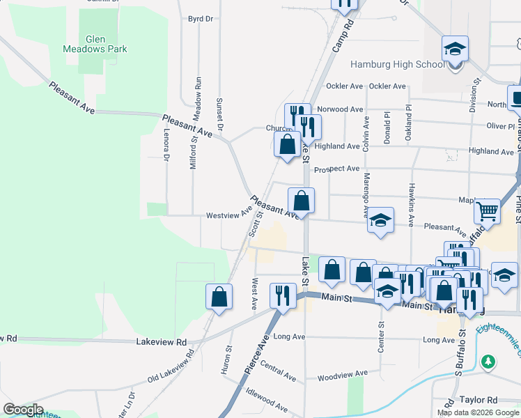 map of restaurants, bars, coffee shops, grocery stores, and more near 64 Scott Street in Hamburg