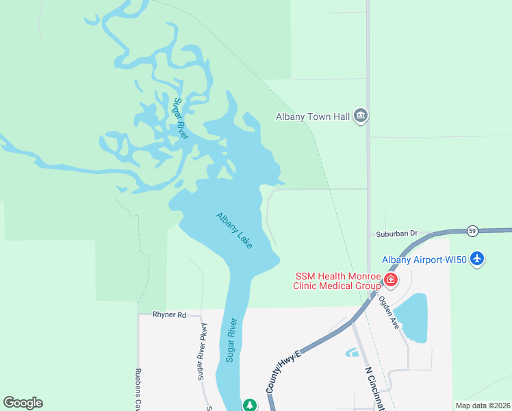map of restaurants, bars, coffee shops, grocery stores, and more near W1556 Ware Road in Albany