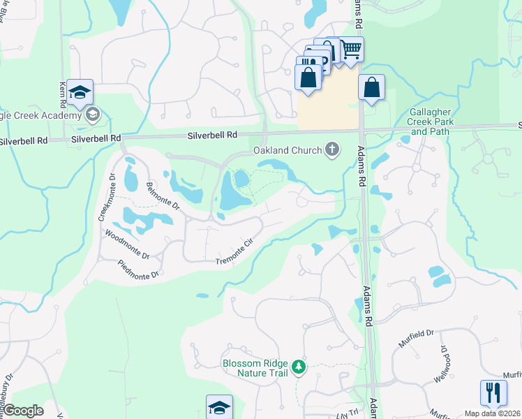 map of restaurants, bars, coffee shops, grocery stores, and more near 3402 Tremonte Circle in Oakland charter Township