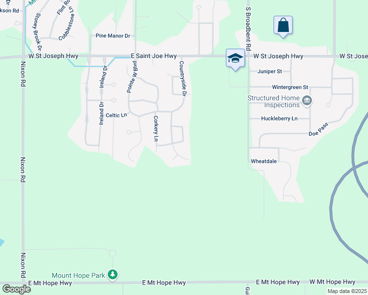 map of restaurants, bars, coffee shops, grocery stores, and more near 10548 Countryside Drive in Grand Ledge