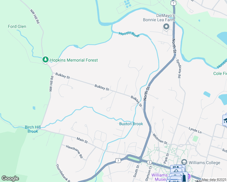 map of restaurants, bars, coffee shops, grocery stores, and more near 133 Bulkley Street in Williamstown