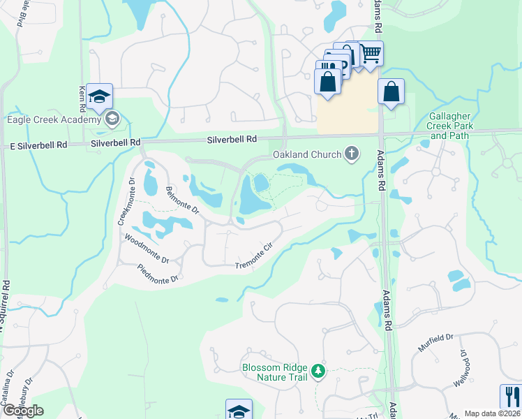 map of restaurants, bars, coffee shops, grocery stores, and more near 3523 Oakmonte Boulevard in Rochester