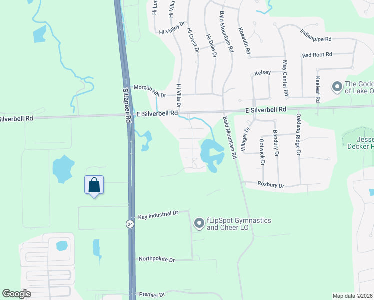 map of restaurants, bars, coffee shops, grocery stores, and more near 374 Prairie Lane in Orion charter Township