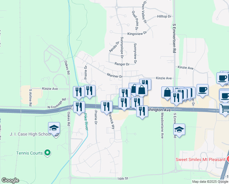 map of restaurants, bars, coffee shops, grocery stores, and more near 6754 Lindermann Avenue in Mount Pleasant