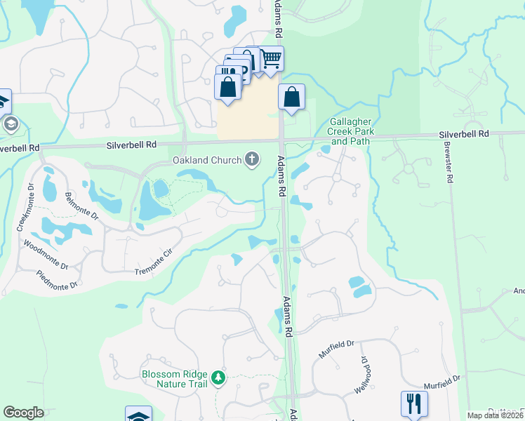 map of restaurants, bars, coffee shops, grocery stores, and more near 3017 Tribute Creek Boulevard in Oakland County