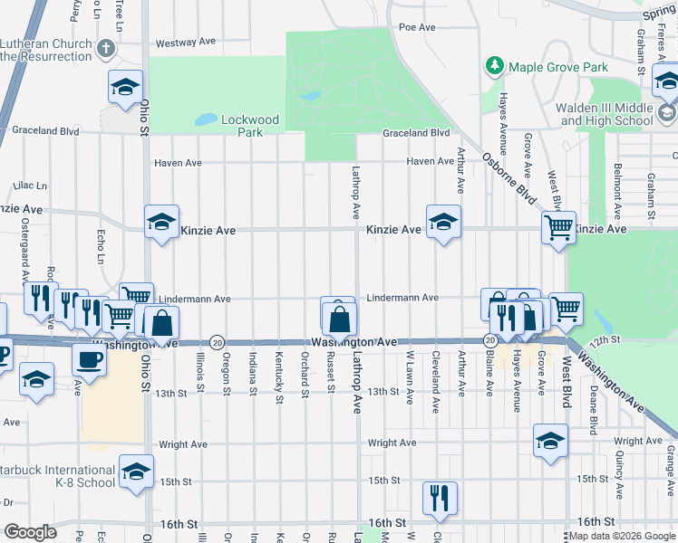 map of restaurants, bars, coffee shops, grocery stores, and more near 936 Lathrop Avenue in Racine