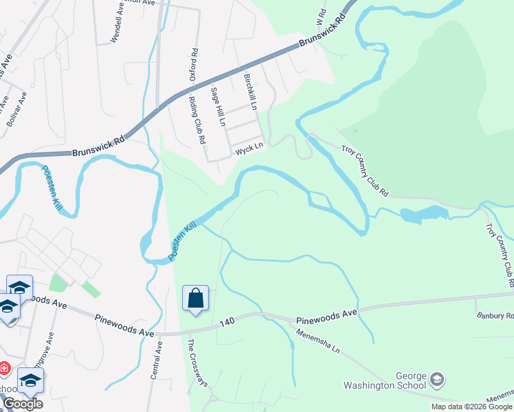 map of restaurants, bars, coffee shops, grocery stores, and more near 72 Cole Lane in Troy