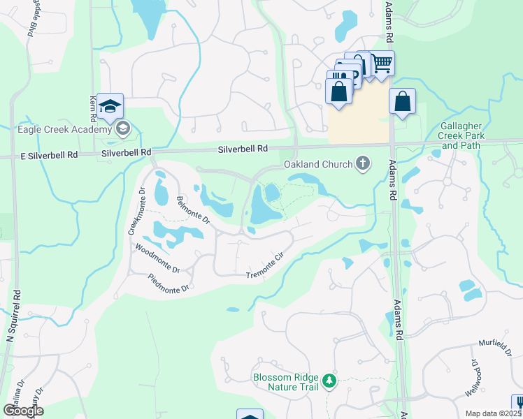 map of restaurants, bars, coffee shops, grocery stores, and more near 3575 Oakmonte Boulevard in Rochester