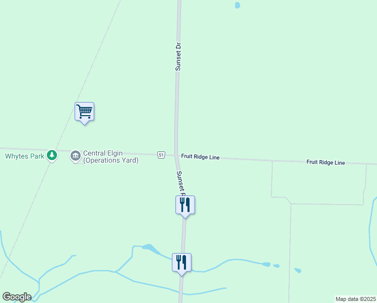 map of restaurants, bars, coffee shops, grocery stores, and more near 42638 Fruit Ridge Line in St. Thomas