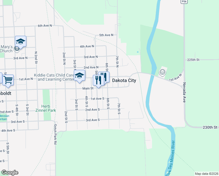 map of restaurants, bars, coffee shops, grocery stores, and more near in Dakota City