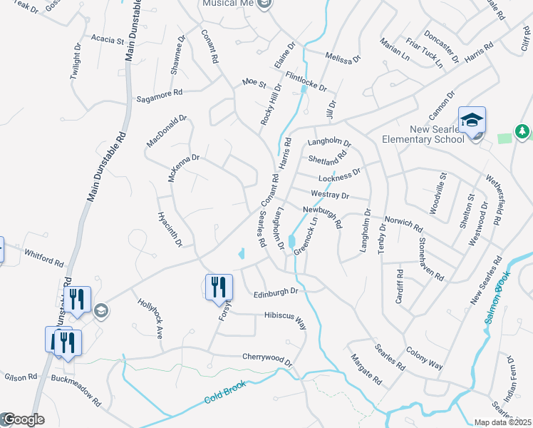 map of restaurants, bars, coffee shops, grocery stores, and more near 191 Searles Road in Nashua