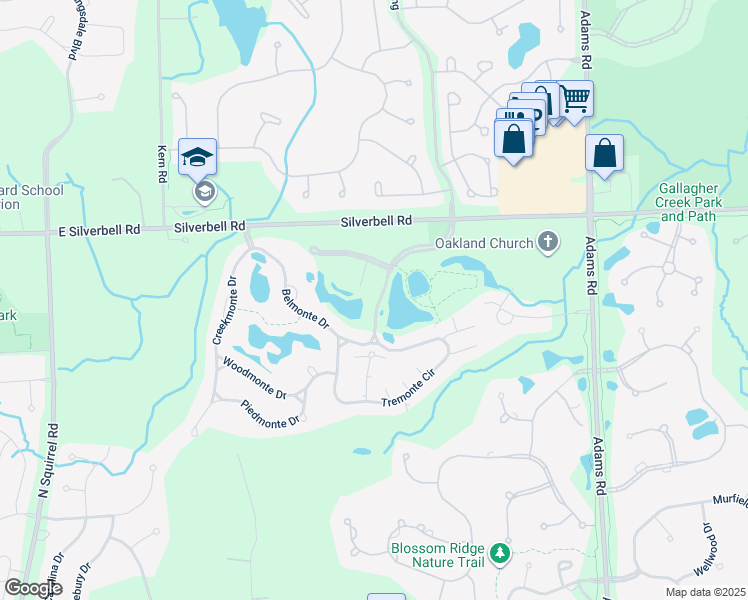 map of restaurants, bars, coffee shops, grocery stores, and more near 3578 Oakmonte Boulevard in Rochester