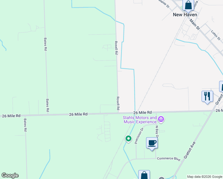 map of restaurants, bars, coffee shops, grocery stores, and more near 57291 Rosell Road in New Haven