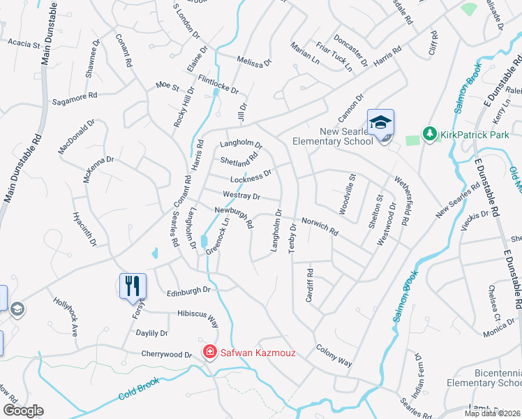 map of restaurants, bars, coffee shops, grocery stores, and more near 22 Newburgh Road in Nashua