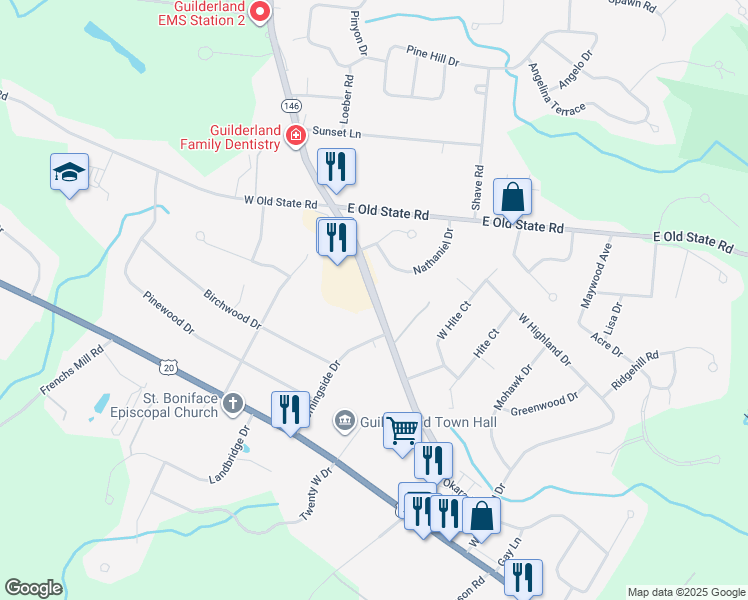 map of restaurants, bars, coffee shops, grocery stores, and more near 3811 Carman Road in Schenectady