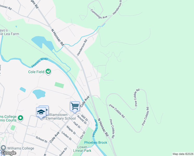 map of restaurants, bars, coffee shops, grocery stores, and more near 100 Chestnut Street in Williamstown