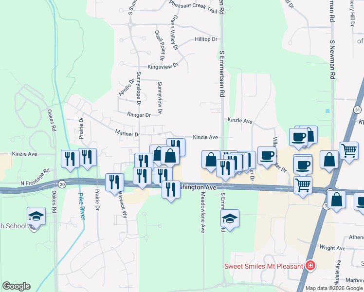 map of restaurants, bars, coffee shops, grocery stores, and more near 918 Langdon Court in Racine