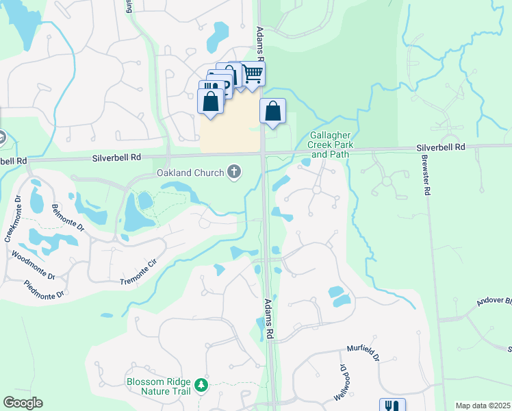 map of restaurants, bars, coffee shops, grocery stores, and more near 5238 Adams Road in Oakland charter Township