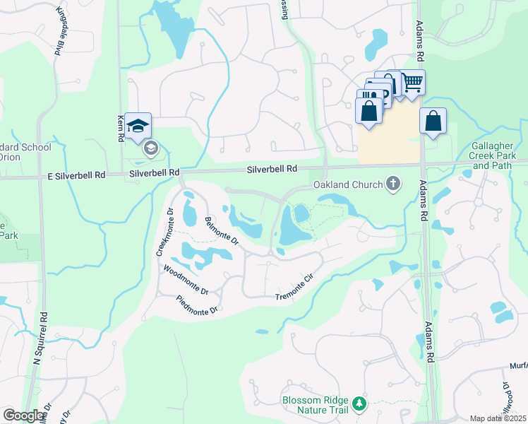 map of restaurants, bars, coffee shops, grocery stores, and more near 3577 Oakmonte Boulevard in Rochester