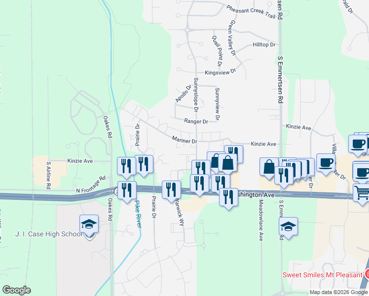 map of restaurants, bars, coffee shops, grocery stores, and more near 6754 Lindermann Avenue in Mount Pleasant