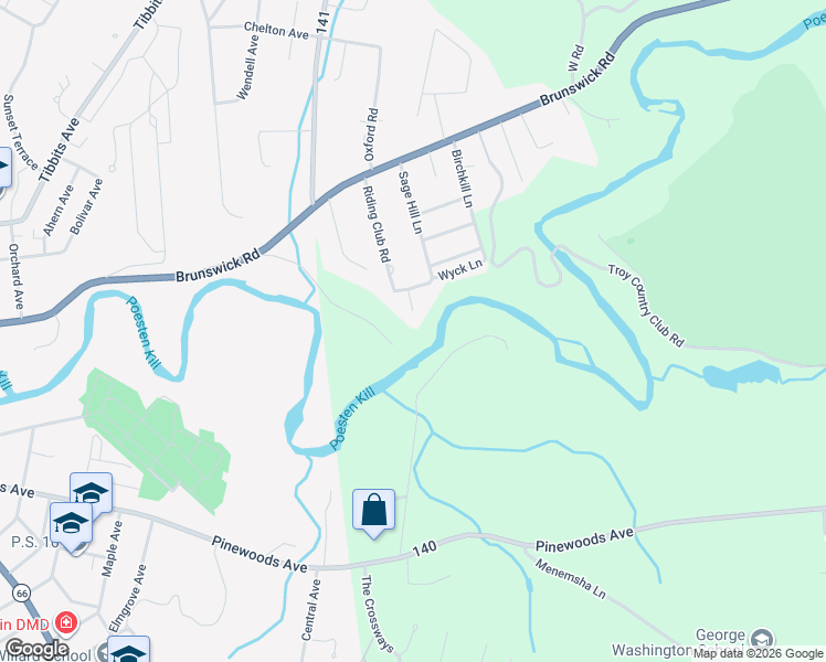 map of restaurants, bars, coffee shops, grocery stores, and more near 1 Pheasant Lane in Troy