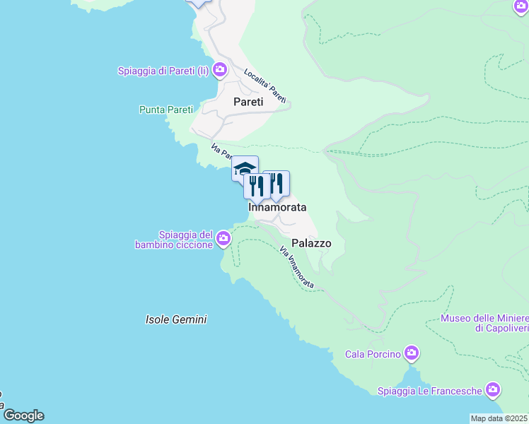 map of restaurants, bars, coffee shops, grocery stores, and more near 25 Via Innamorata in Innamorata
