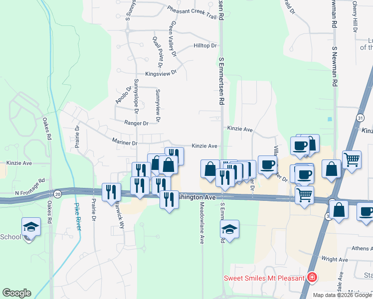 map of restaurants, bars, coffee shops, grocery stores, and more near 6329 Kinzie Avenue in Mount Pleasant