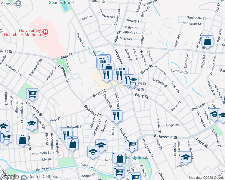 map of restaurants, bars, coffee shops, grocery stores, and more near 348 Jackson Street in Lawrence