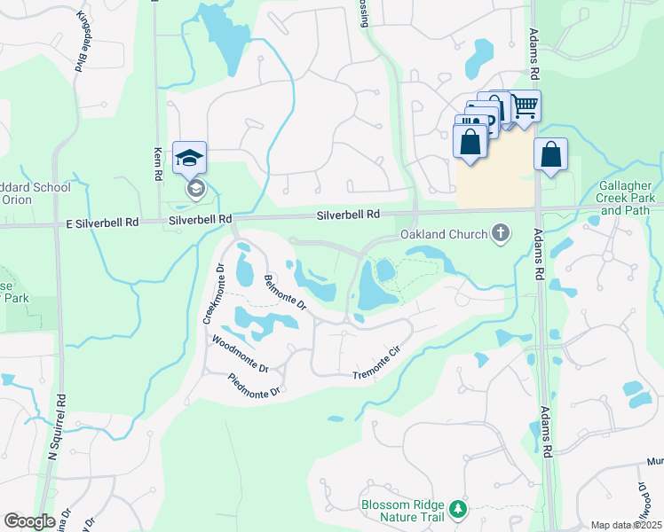 map of restaurants, bars, coffee shops, grocery stores, and more near 3577 Oakmonte Boulevard in Rochester
