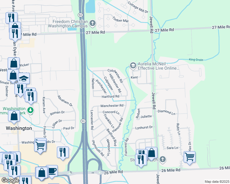 map of restaurants, bars, coffee shops, grocery stores, and more near 58226 Culpepper in Washington