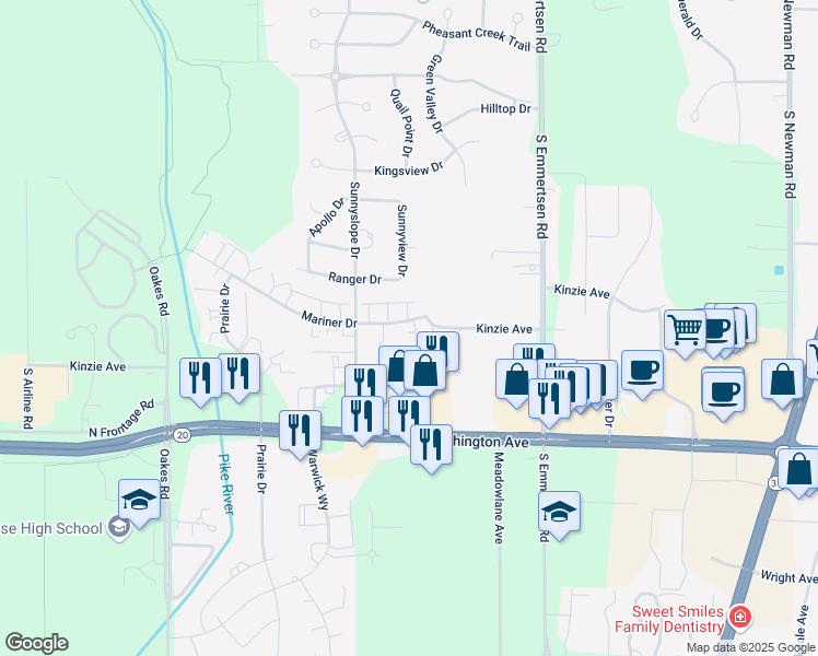 map of restaurants, bars, coffee shops, grocery stores, and more near 6540 Mariner Drive in Mount Pleasant