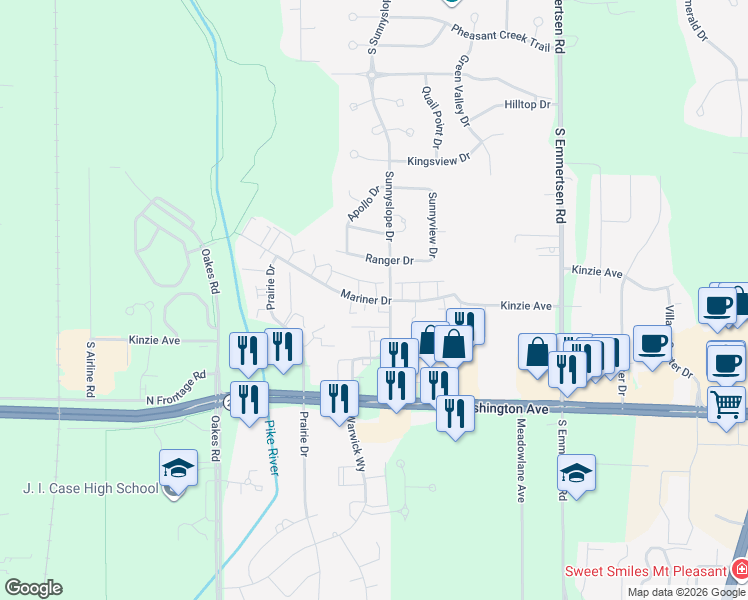 map of restaurants, bars, coffee shops, grocery stores, and more near 6740 Mariner Drive in Mount Pleasant