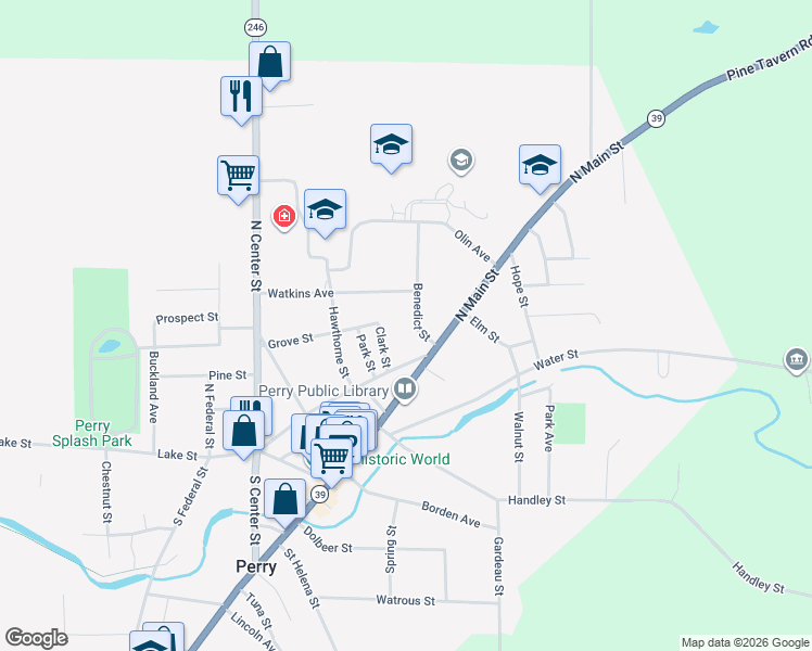 map of restaurants, bars, coffee shops, grocery stores, and more near 19 Benedict Street in Perry