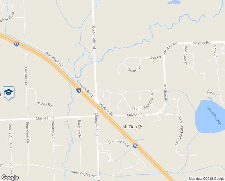 map of restaurants, bars, coffee shops, grocery stores, and more near 5005 Spring Meadow Drive in Clarkston