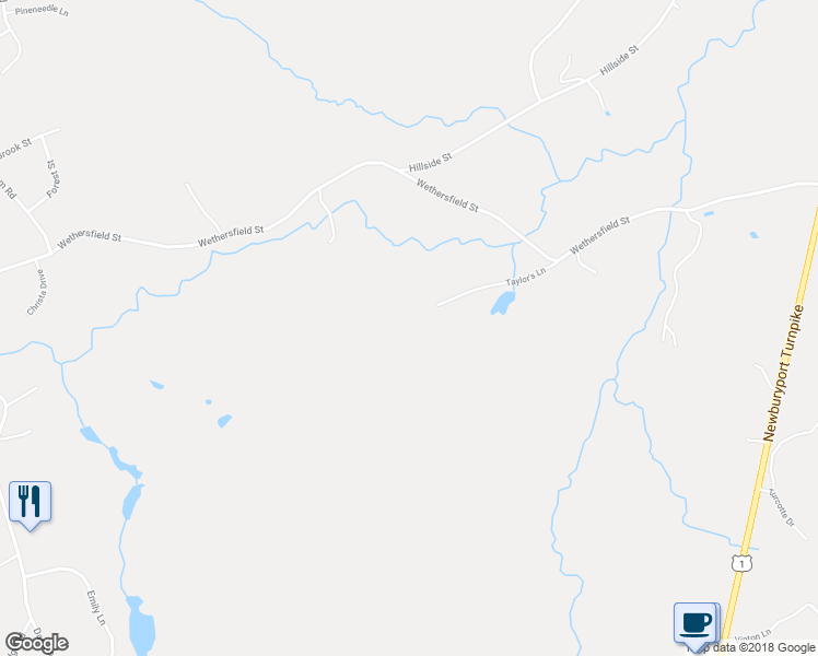 map of restaurants, bars, coffee shops, grocery stores, and more near 430 Wethersfield Street in Rowley