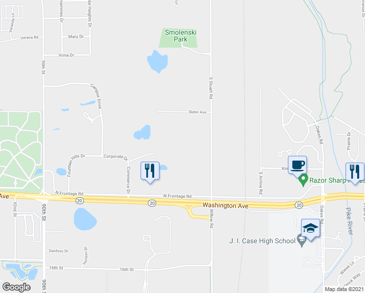 map of restaurants, bars, coffee shops, grocery stores, and more near 914 South Stuart Road in Mount Pleasant