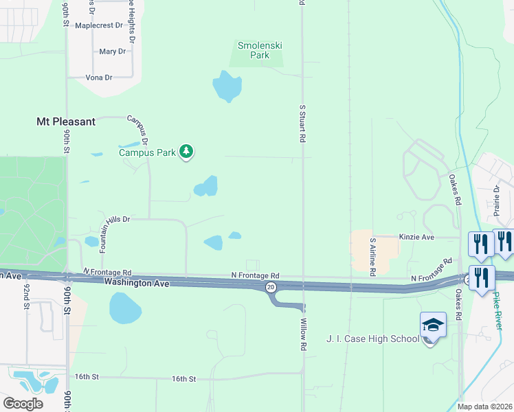 map of restaurants, bars, coffee shops, grocery stores, and more near 914 South Stuart Road in Mount Pleasant