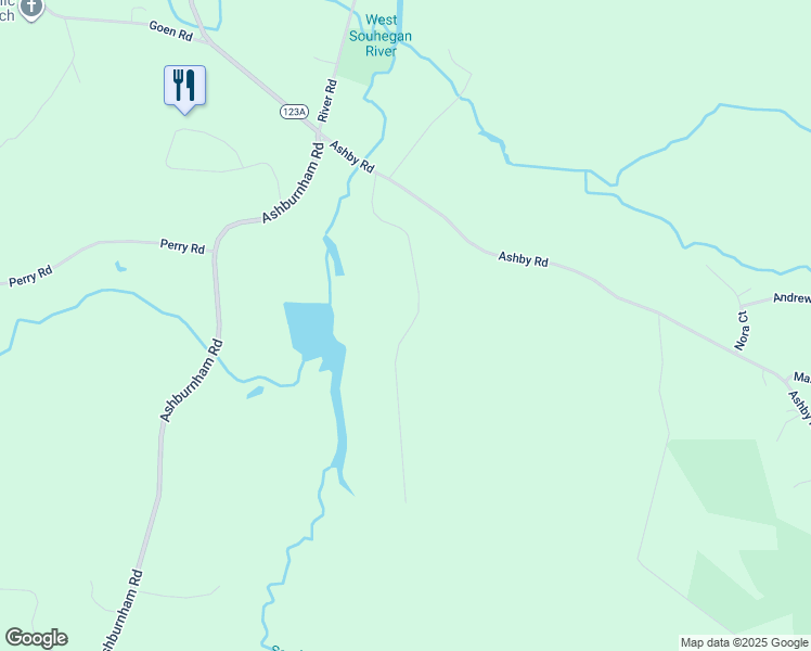 map of restaurants, bars, coffee shops, grocery stores, and more near 61 Mountain View Drive in New Ipswich