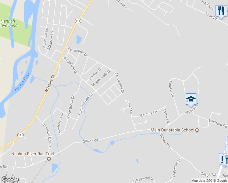 map of restaurants, bars, coffee shops, grocery stores, and more near 4 Manorcrest Drive in Nashua